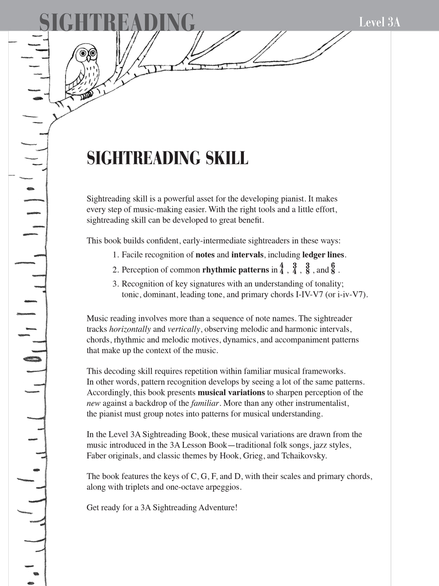 Faber Piano Adventures Level 3A Sightreading Book noty
