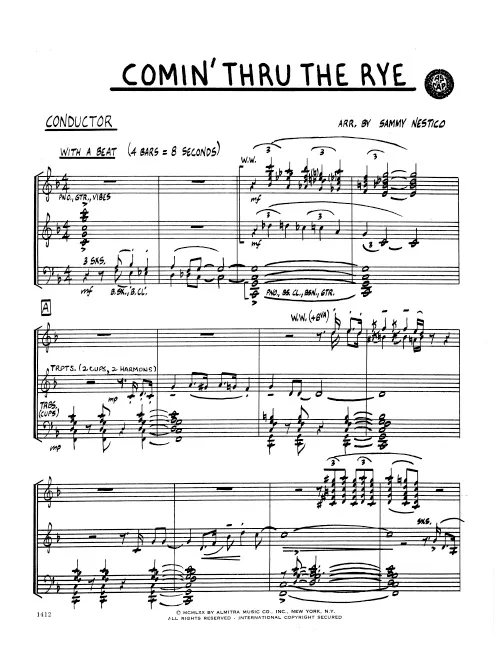 Kendor Comin Through The Rye partitura pro jazz ensemble