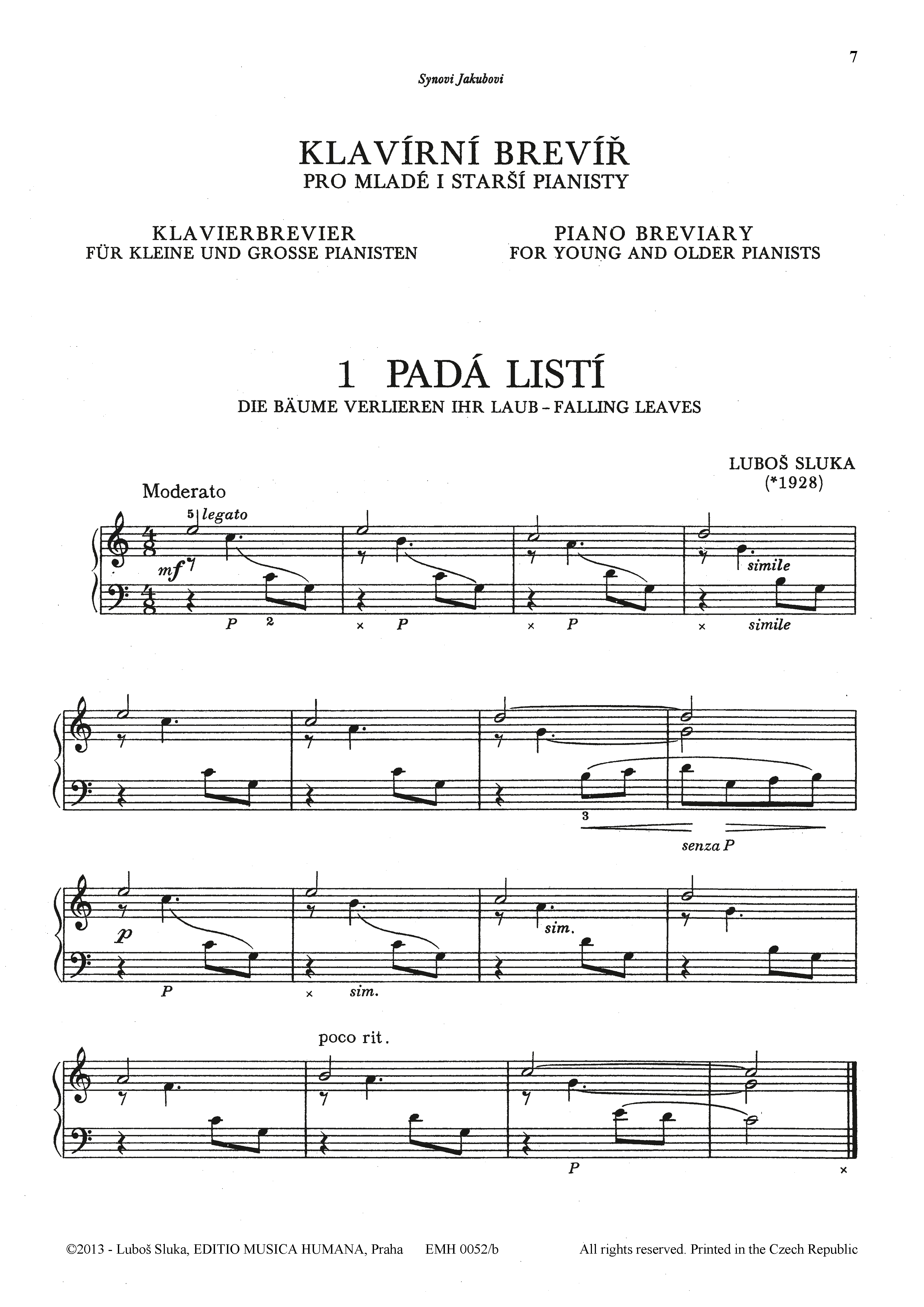 Editio Musica Humana Klavírní brevíř I noty pro klavír 32 stran