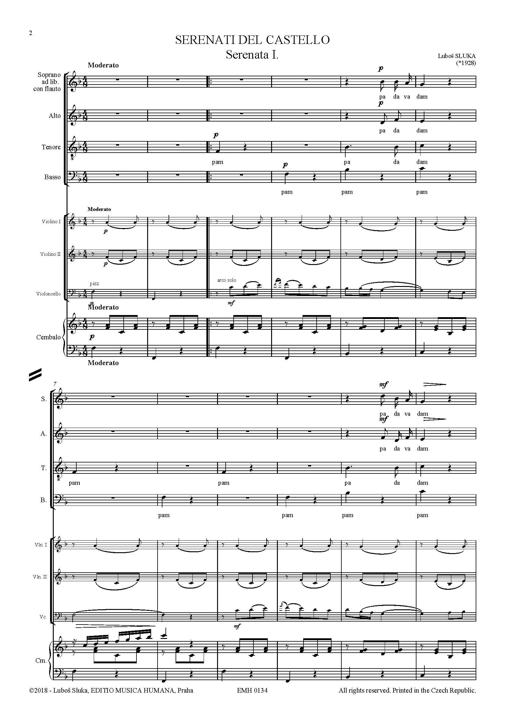 Editio Musica Humana Serenati del Castello noty partitura a party sbor