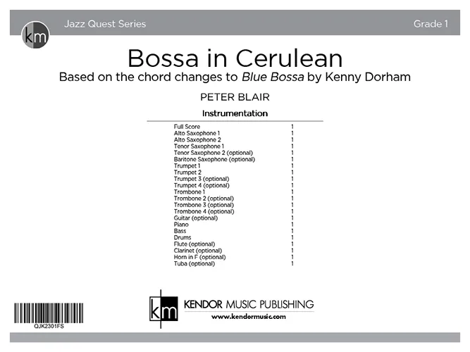 Kendor Music Bossa in Cerulean partitura full score