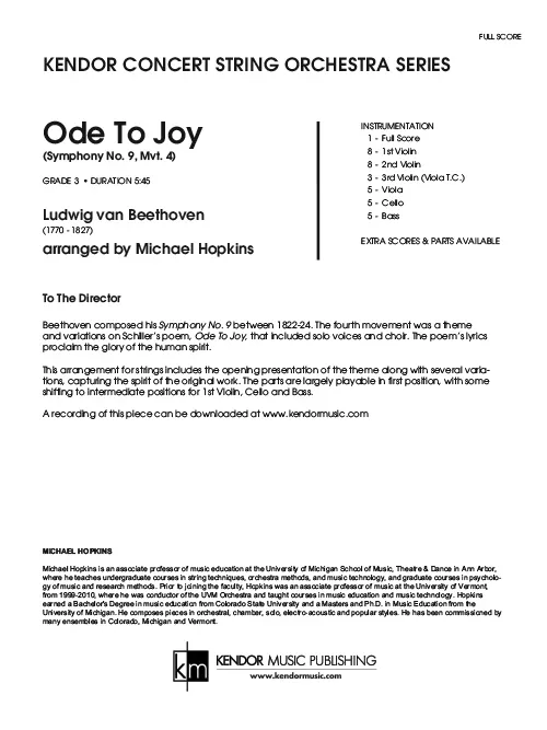 Kendor Music Ode To Joy noty partitura 5:45