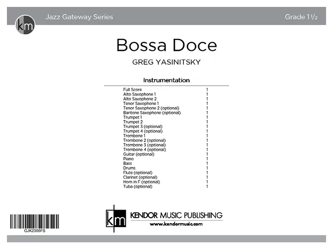 Kendor Music Bossa Doce partitura full score bossa