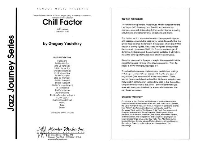 Kendor Music Chill Factor partitura full score swing