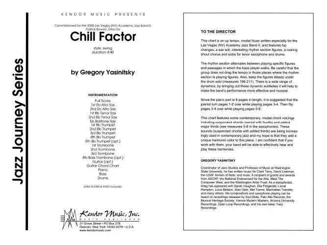 Kendor Music Chill Factor partitura full score swing