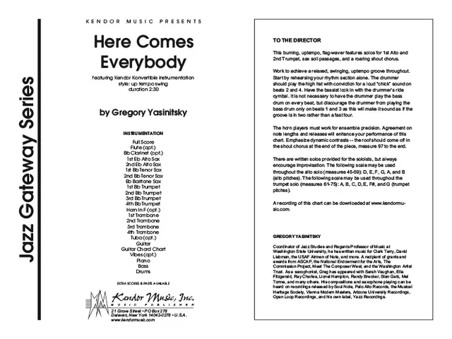 Kendor Music Here Comes Everybody partitura Full Score swing