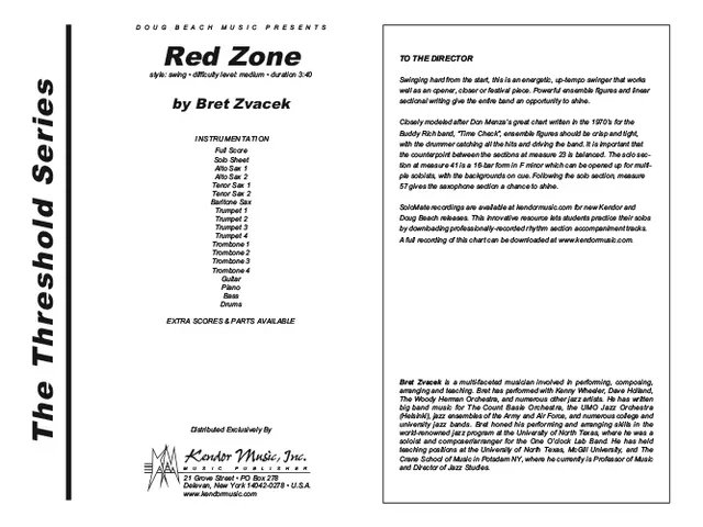 Kendor Music Red Zone partitura full score swing