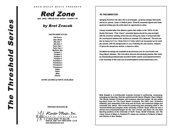 Kendor Music Red Zone partitura full score swing