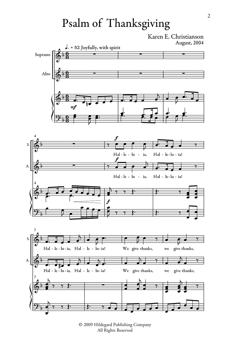 Hildegard Publishing Psalm of Thanksgiving noty pro sbor SA s klavírem