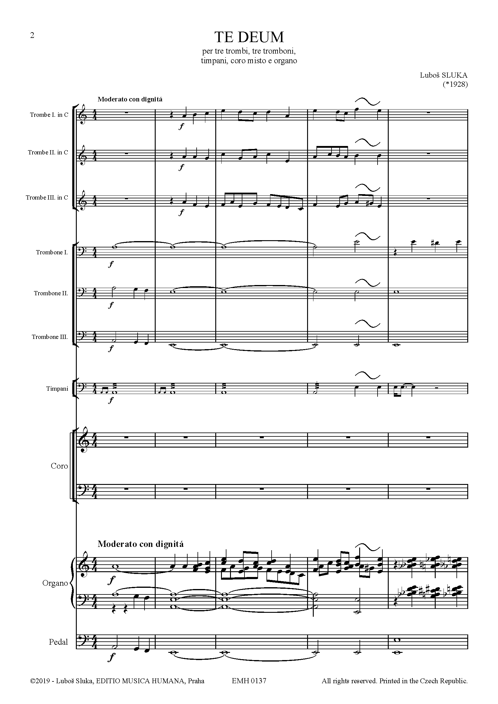 Editio Musica Humana Te Deum partitura pro sbor žestě varhany 70 stran