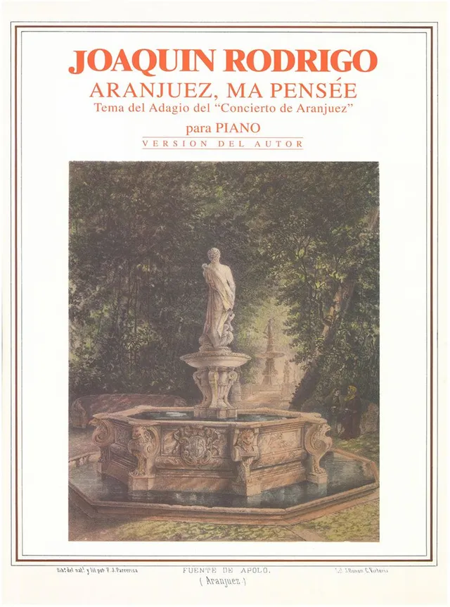 Ediciones Joaquín Rodrigo Aranjuez ma pensée noty klavír solo