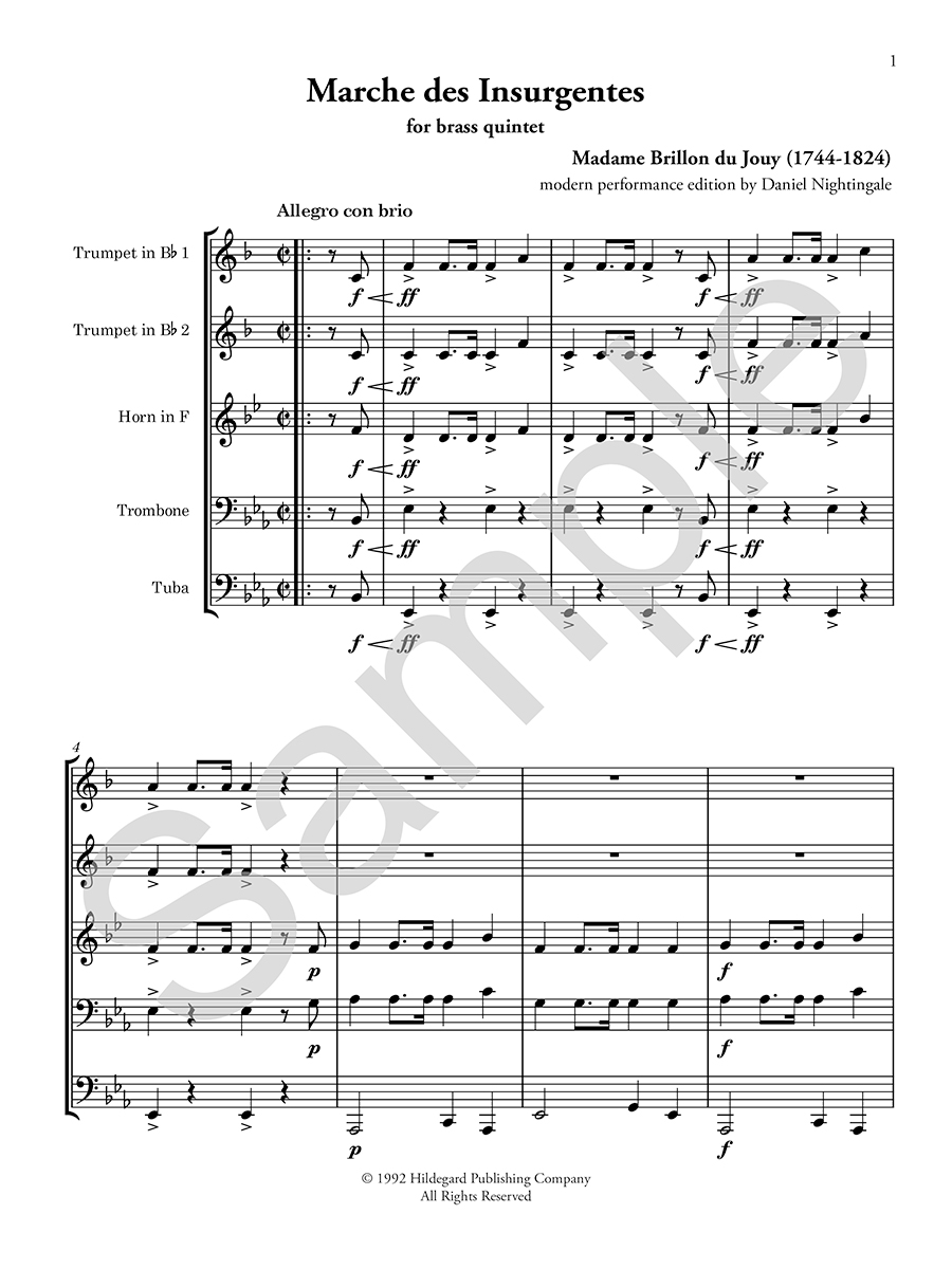 Hildegard Marche des Insurgentes Brillon noty kvintet partitura