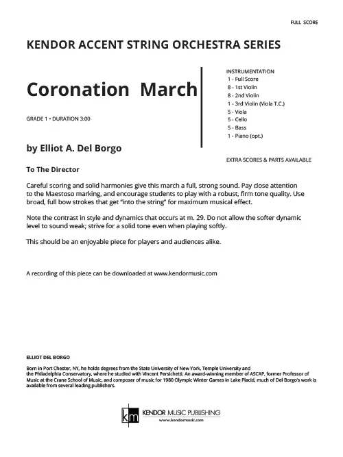 Kendor Music Coronation March Full Score partitura pochod