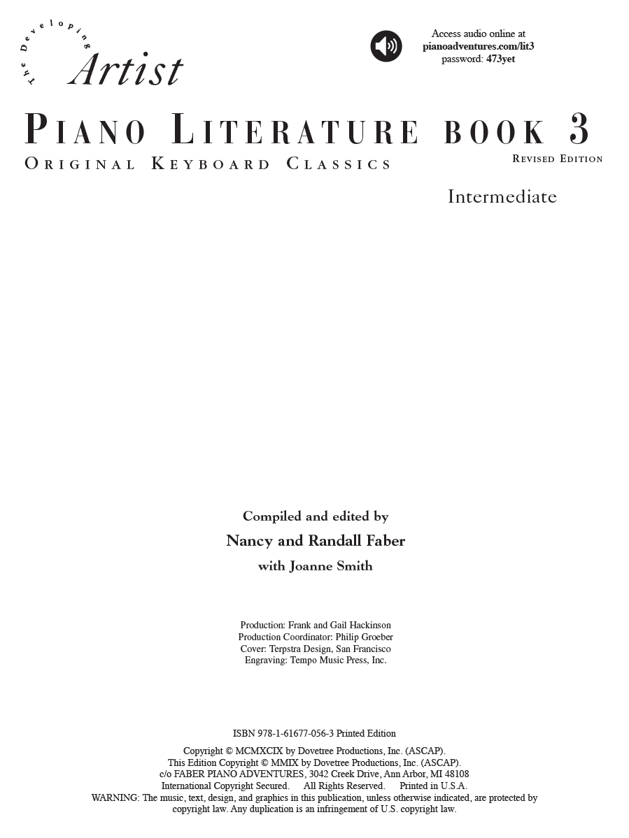 Faber Piano Literature 3 partitura klasický repertoár