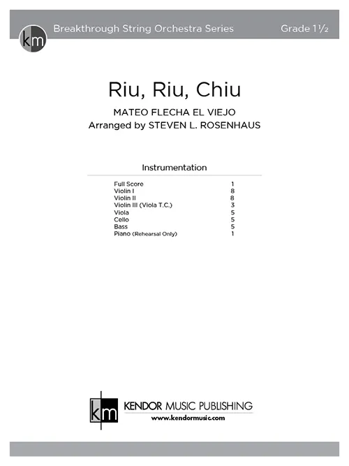 Kendor Music Riu, Riu, Chiu partitura renesance