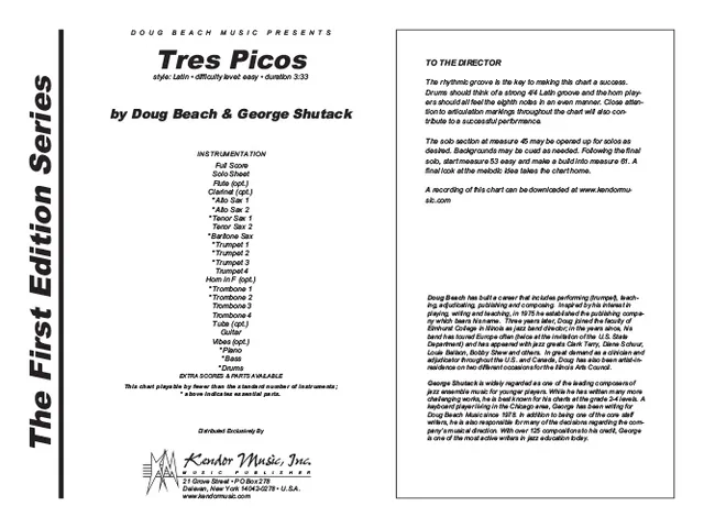 Kendor Music Tres Picos partitura full score latin