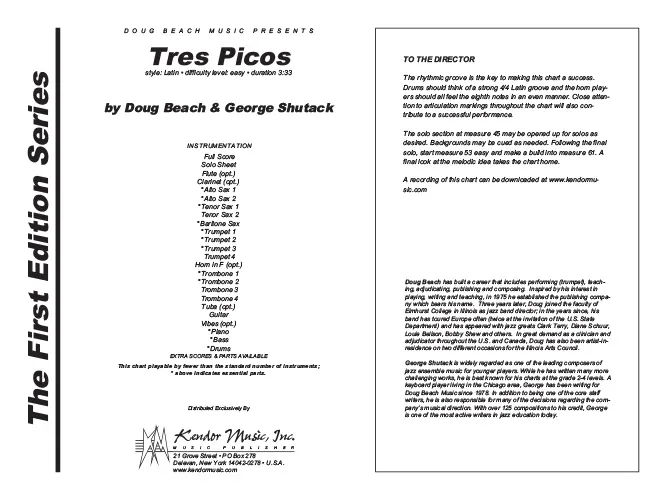 Kendor Music Tres Picos partitura full score latin