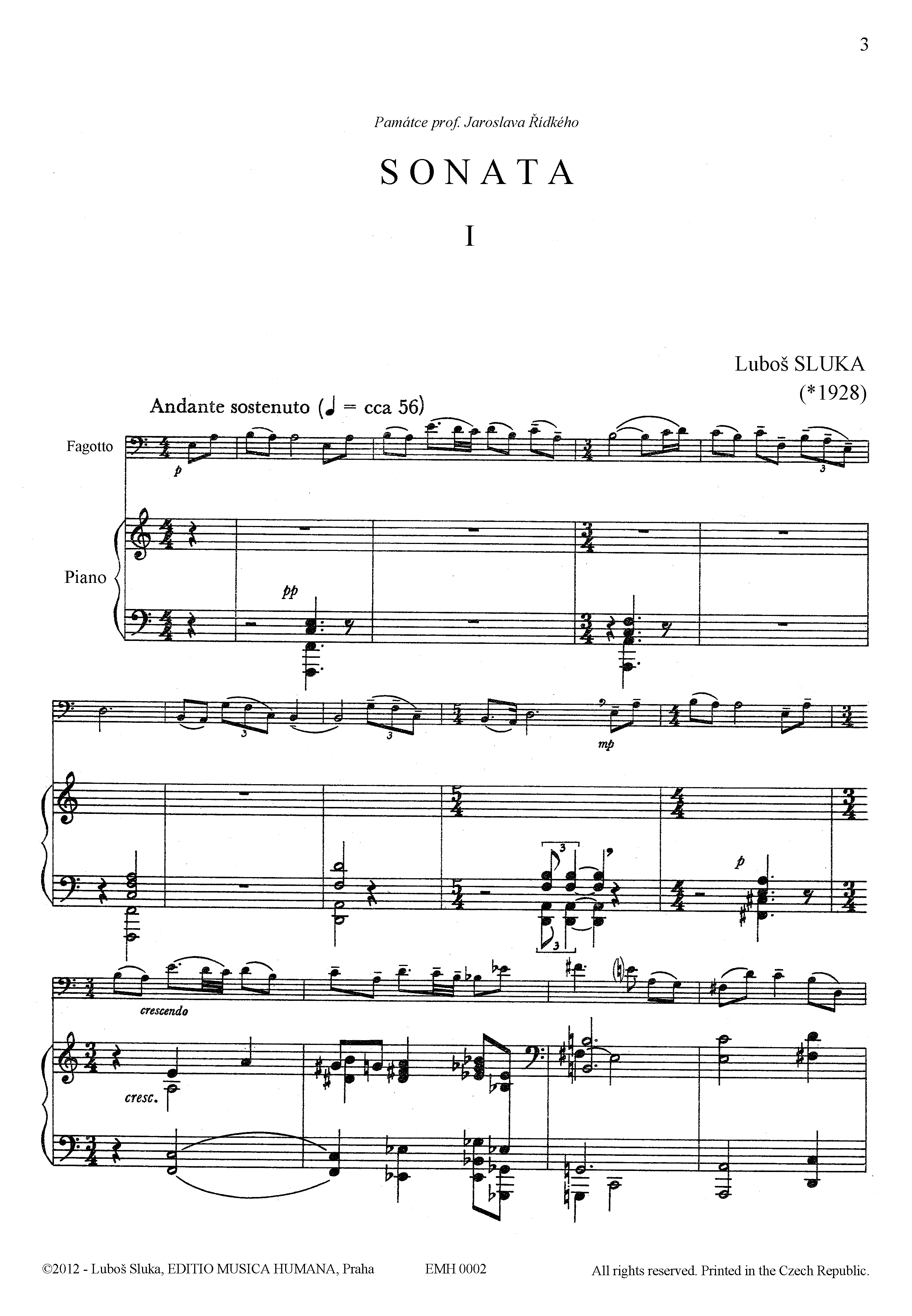 Editio Musica Humana Sonata noty pro fagot a klavír 36 stran