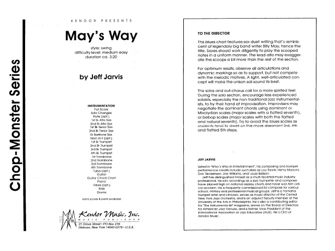Kendor Music May's Way partitura full score swing