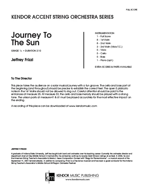 Kendor Music Journey To The Sun partitura pro smyčcový orchestr