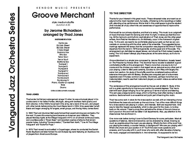 Kendor Music Groove Merchant partitura full score shuffle