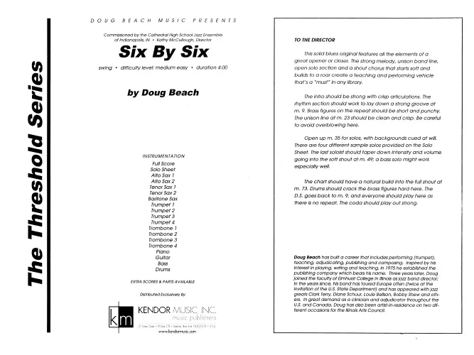 Kendor Music Six By Six partitura pro big band blues