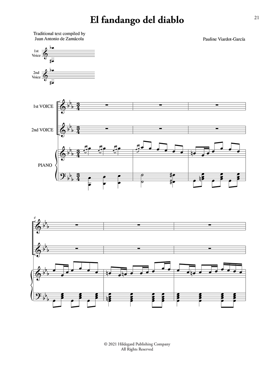 Hildegard Publishing Company Five Spanish Songs Viardot noty zpěv klavír