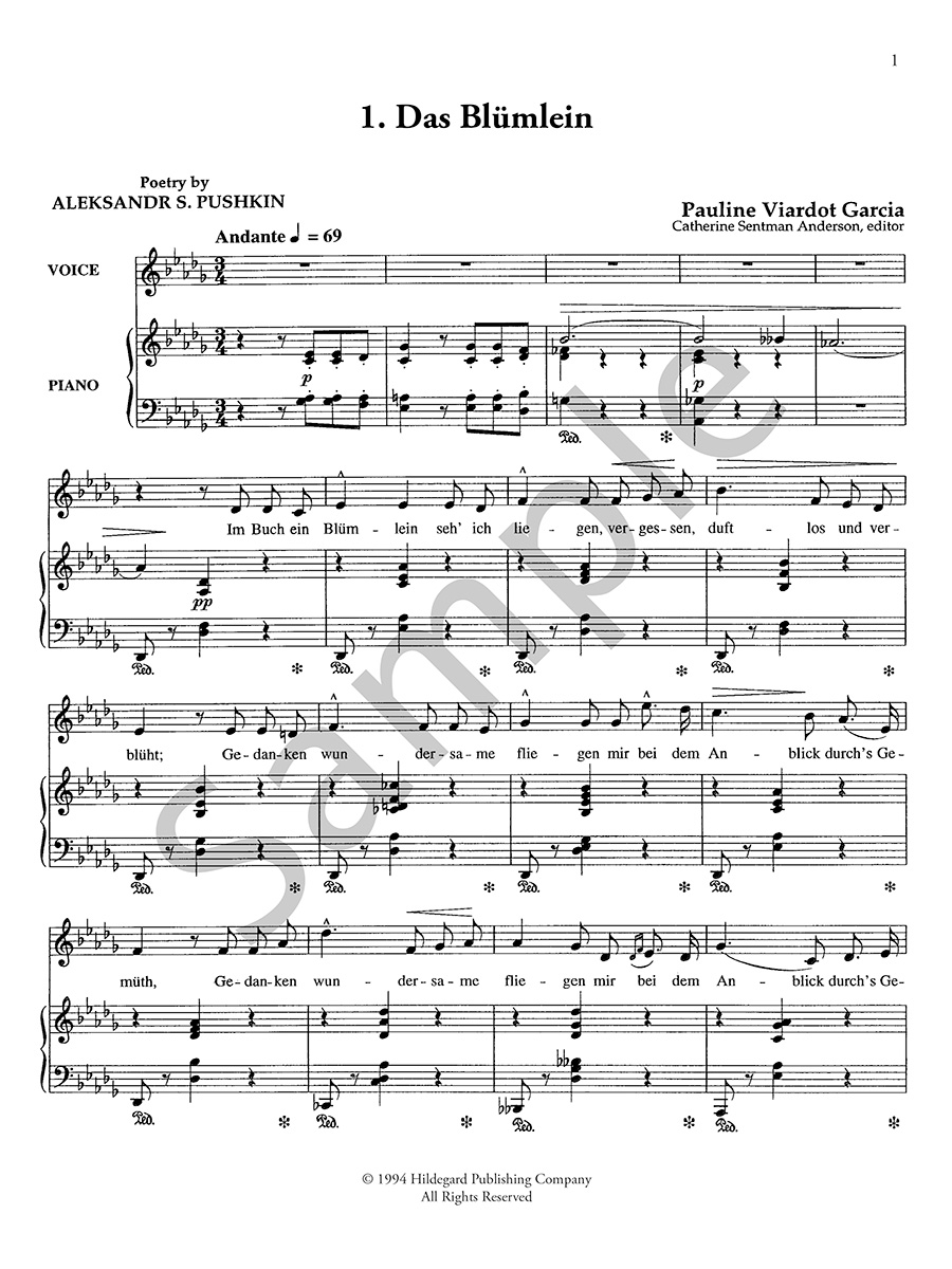 Hildegard Publishing Twelve Lieder Viardot noty hlas klavír