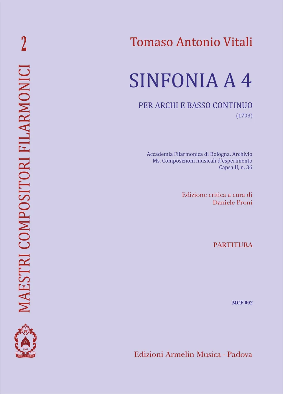 Armelin Musica Sinfonia a 4 partitura hlasy
