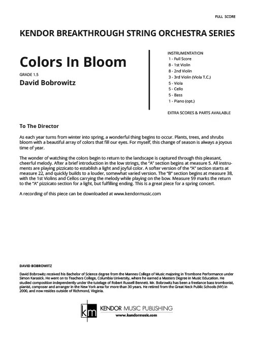 Kendor Music Colors In Bloom noty Full Score smyčce
