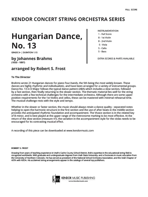 Kendor Music Hungarian Dance No. 13 partitura pro smyčce