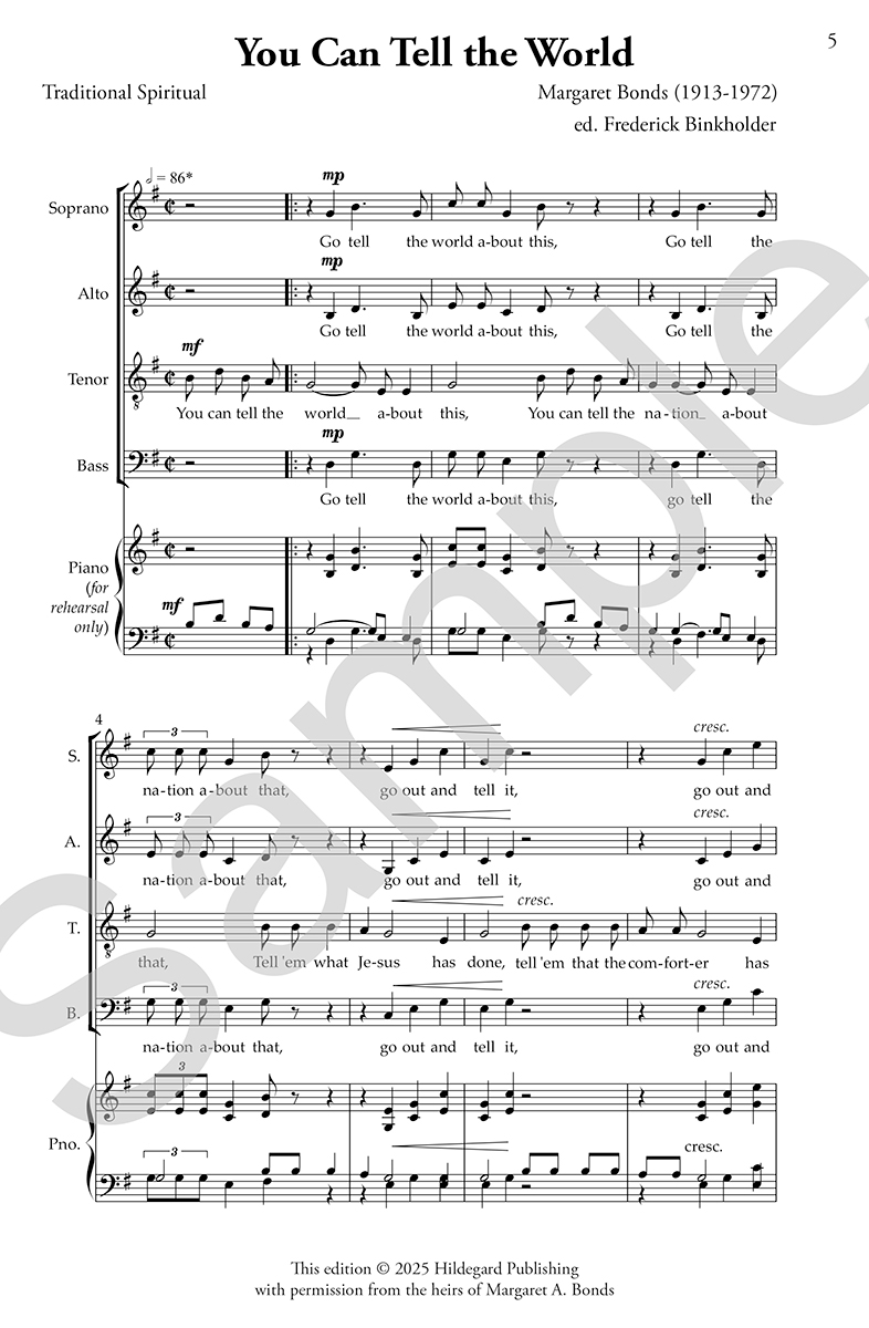 Hildegard You Can Tell the World noty SATB a cappella