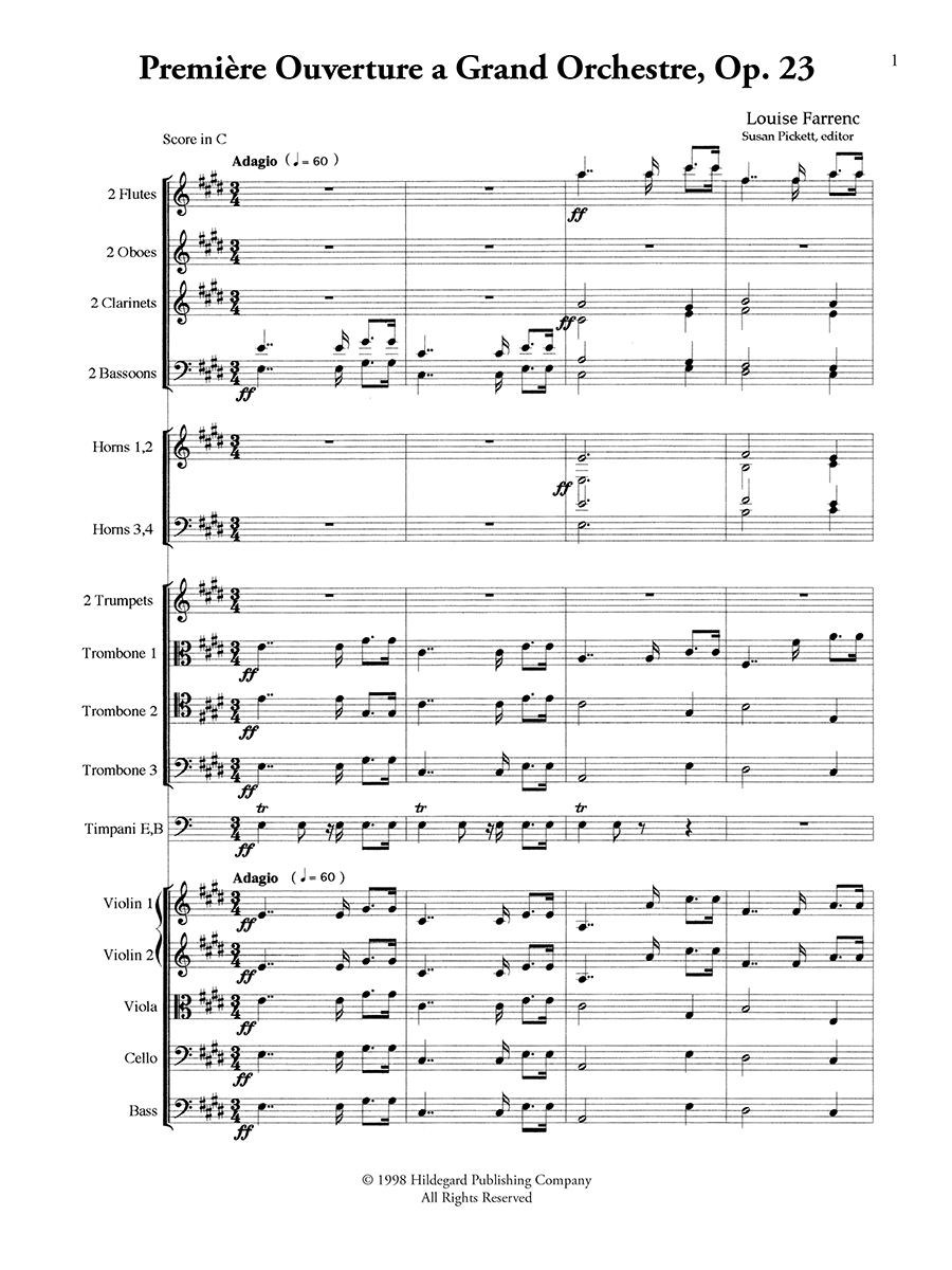 Hildegard Publishing Farrenc Op. 23 partitura orchestr studijní