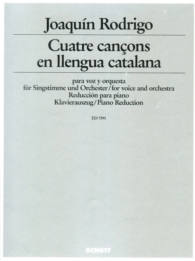 Ediciones Joaquín Rodrigo Quatre cançons klavírní výtah 12 minut