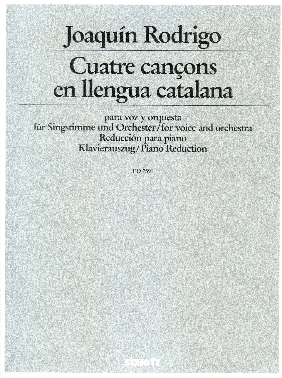 Ediciones Joaquín Rodrigo Quatre cançons klavírní výtah 12 minut