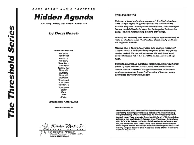 Kendor Hidden Agenda Full Score partitura swing