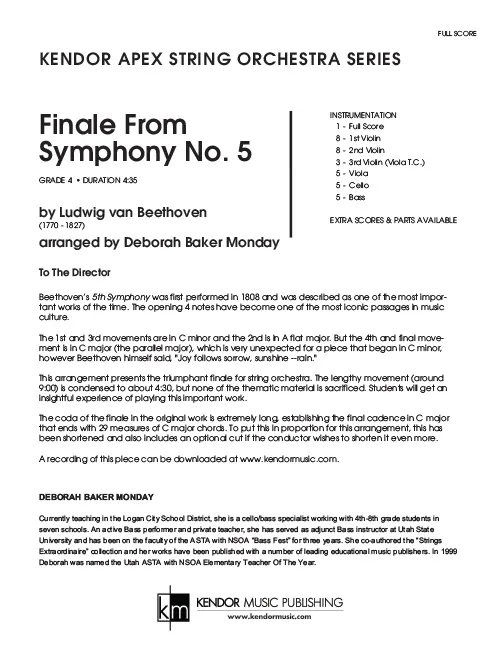 Kendor Music Finale From Symphony No.5 noty pro smyčce