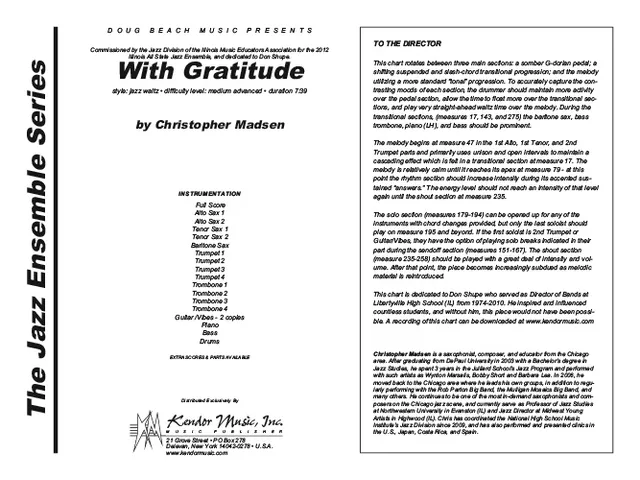 Kendor Music With Gratitude Full Score partitura