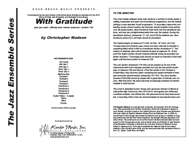 Kendor Music With Gratitude Full Score partitura