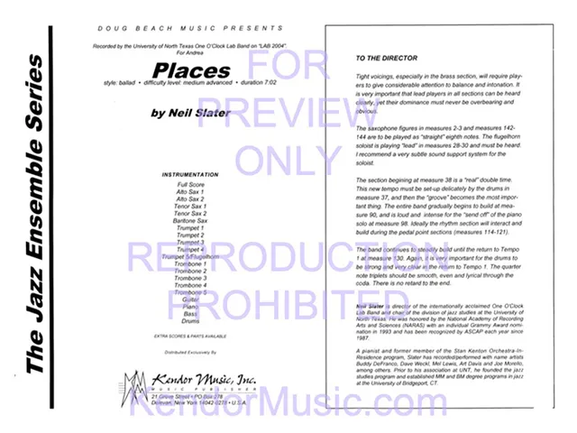 Kendor Music Places partitura Full Score balada