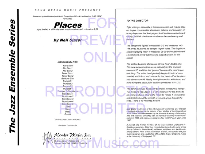 Kendor Music Places partitura Full Score balada