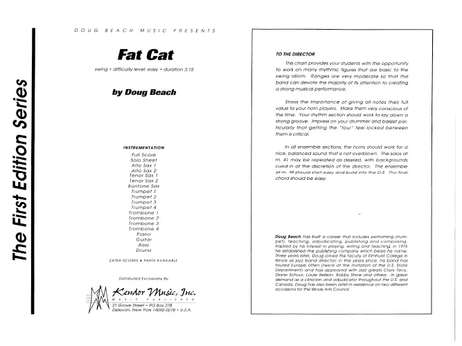 Kendor Music Fat Cat partitura full score swing