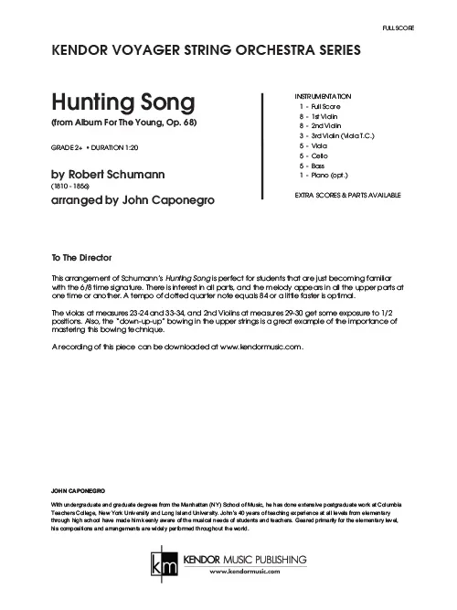 Kendor Music Hunting Song partitura v G dur a 6/8 taktu