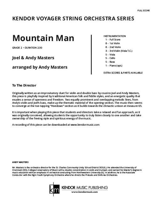 Kendor Music Mountain Man partitura pro smyčcový orchestr grade 2