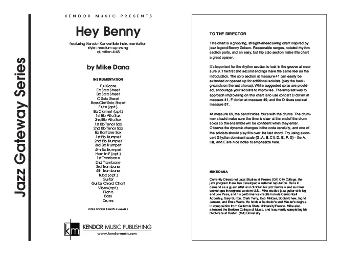 Kendor Music Hey Benny noty pro big band medium swing