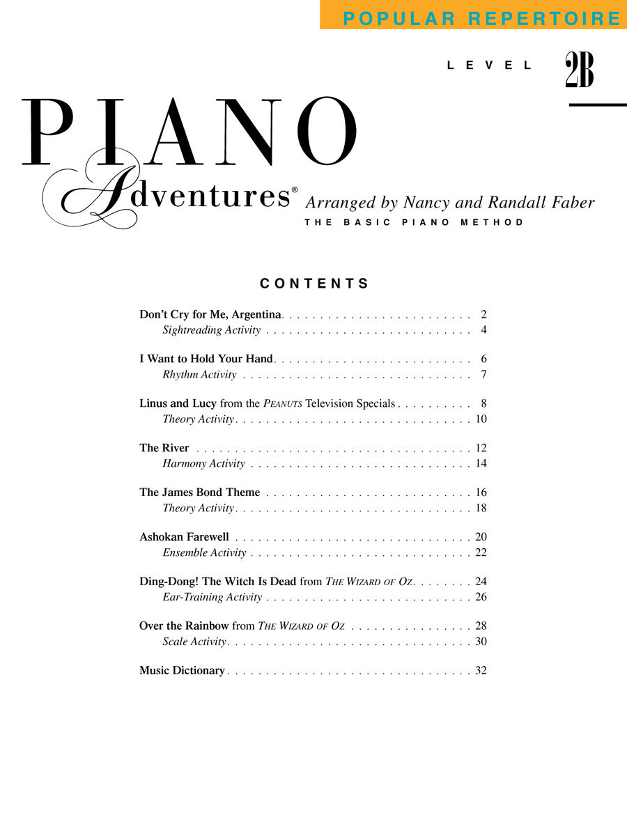 Faber Piano Adventures 2B Popular Repertoire noty pro klavír
