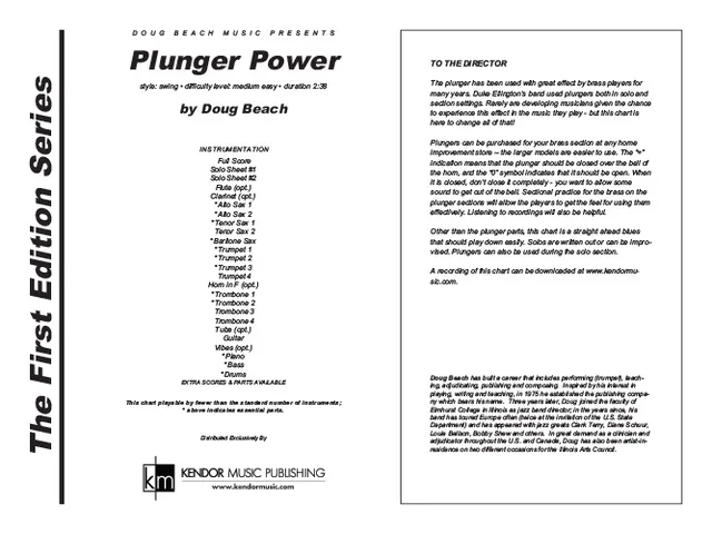 Kendor Music Plunger Power partitura Full Score swing