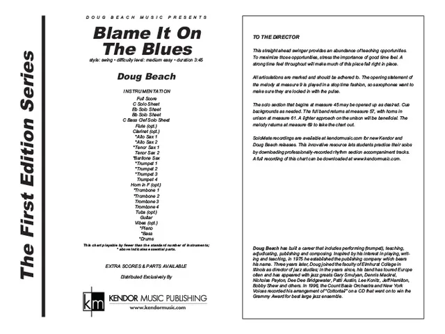 Kendor Music Blame It On The Blues swing partitura 3:45
