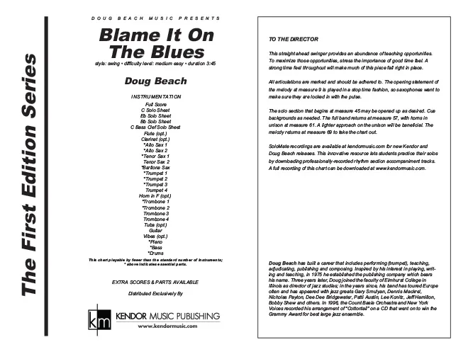 Kendor Music Blame It On The Blues swing partitura 3:45