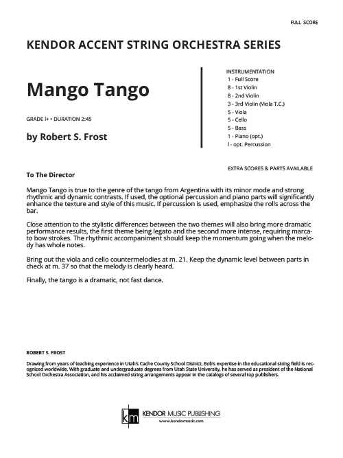 Kendor Music Mango Tango noty full score pro orchestr